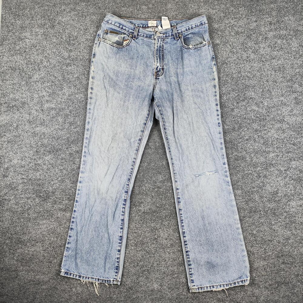 Calvin Klein Jeans Womens 12 Blue Double Stone Wash High Rise Bootcut Denim